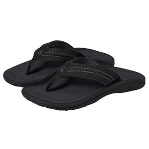 Olukai Black Hokua Flip Flop Sandals